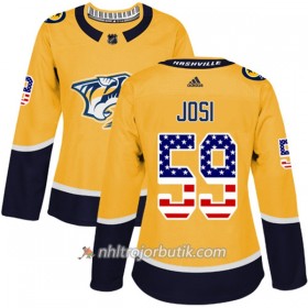 Dame Ishockey Nashville Predators Tröja Roman Josi 59 Adidas 2017-2018 Guld USA Flag Fashion Authentic
